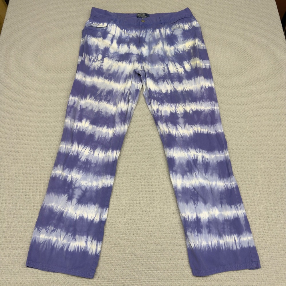 Polo Ralph Lauren Tie Dye Pants 36x32 Purple Straight Fit Hippie Psychedelic